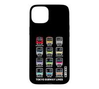Custodia per iPhone 15 Plus Linee ferroviarie della metropolitana di Tokyo Kanji Marunouchi Ginza Hibiya Oedo