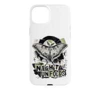 Custodia per iPhone 15 Plus Luna Moth Night si apre grunge collage