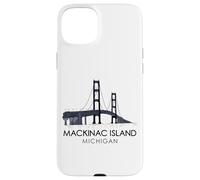 Custodia per iPhone 15 Plus Mackinac Island Bridge Michigan Grandi Laghi Huron viaggio in traghetto
