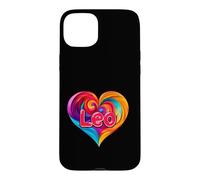Custodia per iPhone 15 Plus Maglietta con scritta "I Heart Love Leo First Name", colorata