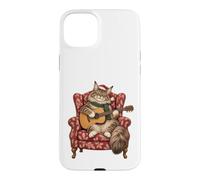Custodia per iPhone 15 Plus Maine Coon - Chitarra acustica con gatto, canti natalizi