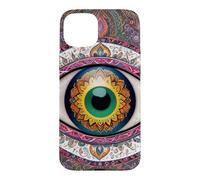 Custodia per iPhone 15 Plus Mandala Evil Eye Art Style Boho Hippie Estetica