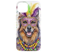 Custodia per iPhone 15 Plus Mardi Gras Belgian Tervuren Dog