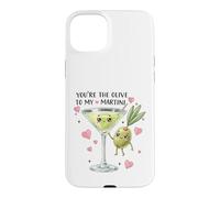 Custodia per iPhone 15 Plus Martini Olive, simpatico gioco di parole d'amore, design a forma di coppia