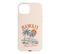 Custodia per iPhone 15 Plus Maui Hawaii Island Palm Tree Tramonto Retro Beach Design