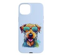 Custodia per iPhone 15 Plus Mens Colorful Paint Splash Pop Art Airedale Terrier Lover