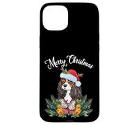 Custodia per iPhone 15 Plus Mens Womens Kids Merry Christmas Santa Cavalier Dog Mom