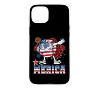Custodia per iPhone 15 Plus Merica Baseball Dabbing 4th of July Patriotic American Flag