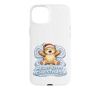 Custodia per iPhone 15 Plus Merry Kitty Christmas - Angelo con neve, adorabile per bambini e bambine