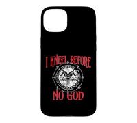 Custodia per iPhone 15 Plus Mi inginocchio davanti a nessun Dio, Baphomet, Pentagramma, Occulto Satanico