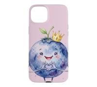 Custodia per iPhone 15 Plus Mirtillo con Cuore Grafico Cuore Simbolo Acquerello