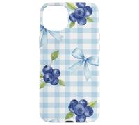 Custodia per iPhone 15 Plus Mirtillo Gingham Pattern Country Kitchen Estate