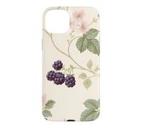 Custodia per iPhone 15 Plus Modello Cottagecore del fiore rosa del rovo della mora