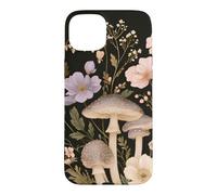 Custodia per iPhone 15 Plus Modello di fiori scuri e funghi velenosi