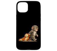 Custodia per iPhone 15 Plus Monkey Punch Baby Macaque Little Punch Big Cute Love peluche