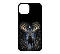 Custodia per iPhone 15 Plus Moonlit Mystic Deer Fantasy Foresta Grafica