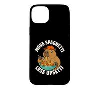 Custodia per iPhone 15 Plus More Spaghetti Less Upsetti Capybara Spaghetti divertenti per bambini