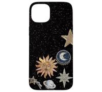 Custodia per iPhone 15 Plus Mosaico celeste di mezzanotte vintage Cosmic Sun Trendy Y2K