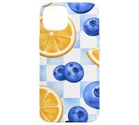 Custodia per iPhone 15 Plus Motivo estivo a mosaico blu costiero limone mirtillo