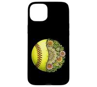 Custodia per iPhone 15 Plus Motivo floreale con mandala da softball, motivo Nature Naturecore