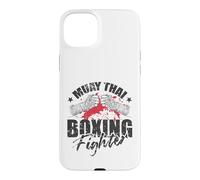 Custodia per iPhone 15 Plus Muay Thai Boxing Fighter Guerriero del Ring