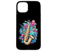 Custodia per iPhone 15 Plus Musicista ispirato al jazz amante del sax