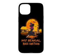 Custodia per iPhone 15 Plus My Bengal Rides Shotgun Cat and Witch Halloween Costume