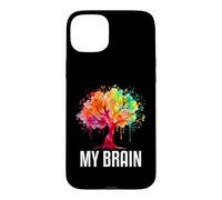 Custodia per iPhone 15 Plus My Brain Tree Rainbow Splash Neurodivergente Adulto