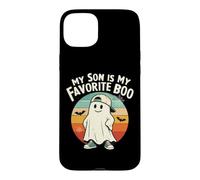 Custodia per iPhone 15 Plus My Son Is My Favorite Boo Halloween Mom Dad