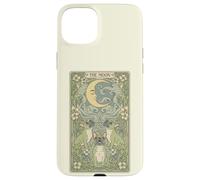 Custodia per iPhone 15 Plus Mystical Pug Howling at The Moon Tarocchi Card Art Dog Amante