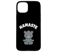 Custodia per iPhone 15 Plus Namaste, simpatico orso Kawaii per yoga, senza stress