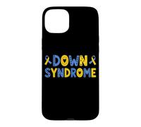 Custodia per iPhone 15 Plus Nastro giallo blu motivazionale per la consapevolezza della sindrome di Down