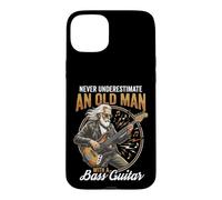 Custodia per iPhone 15 Plus Never Underestimate an Old Man with A Bass Guitar Player Dad