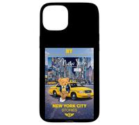 Custodia per iPhone 15 Plus New York City Stories with Teddy Bear Behind a Yellow Taxi