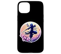 Custodia per iPhone 15 Plus Ninja Silhouette Moonlight Cherry Blossoms Giapponese Samurai