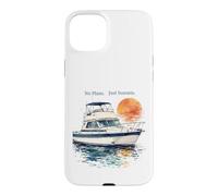 Custodia per iPhone 15 Plus No Plans Just Sunsets Acquerello Cabin Cruiser Barca Regalo