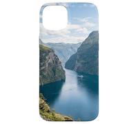 Custodia per iPhone 15 Plus Norvegese Fiordo montagna scogliere acqua paesaggio scenico