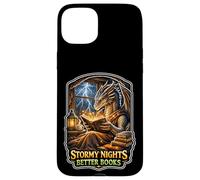 Custodia per iPhone 15 Plus Notte Tempestosa Accogliente Drago Lettura Fantasy
