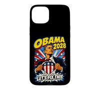 Custodia per iPhone 15 Plus Obama 2028 Risolviamo questo supereroe comico Presidente del terzo mandato