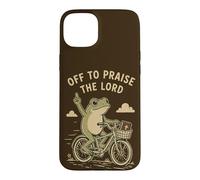 Custodia per iPhone 15 Plus Off To Lode The Lord Frog Bicicletta Christian Humor