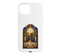 Custodia per iPhone 15 Plus Opera d'arte a mosaico gotico cattolico calice ed eucaristia
