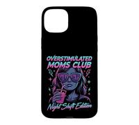 Custodia per iPhone 15 Plus Overstimulated Moms Club Retro Night Shift Edition Mama
