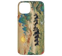 Custodia per iPhone 15 Plus Paesaggio cinese vintage cavalli neri arte Feng Shui