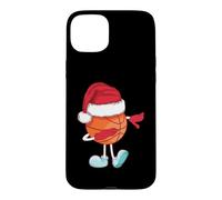 Custodia per iPhone 15 Plus Pallacanestro Palla di Natale Cappello di Babbo Natale Bball Sport