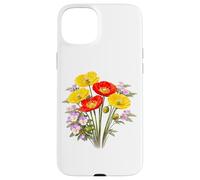 Custodia per iPhone 15 Plus Papaveri rossi e gialli e viole del pensiero Full Bloom Shapes Mania