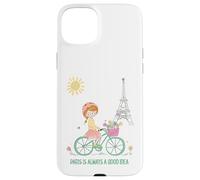 Custodia per iPhone 15 Plus Parigi è sempre una buona idea Ragazza carina in bicicletta