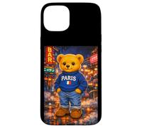 Custodia per iPhone 15 Plus Paris Teddy Bear Street Stories Illustration Graphic Designs