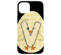 Custodia per iPhone 15 Plus Pasqua pulcino alfabeto lettera V primavera grafica
