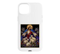 Custodia per iPhone 15 Plus Pastore e protettore Gesù difende le pecore dall'arte dei lupi