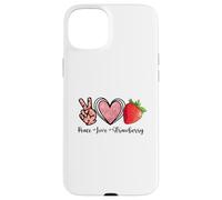 Custodia per iPhone 15 Plus Peace Love Strawberry Shirts Farmer Fragole Amante Frutta